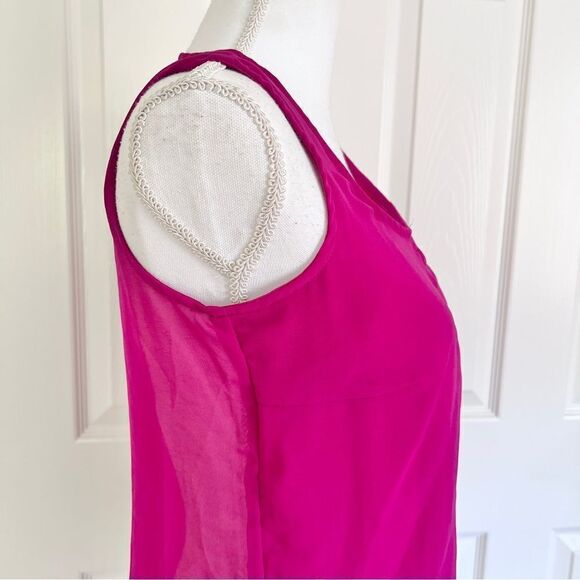 Bobeau Sami Sheer Summer Tank Top with Layers in Fuchsia XS NEW - Picture 4 of 8